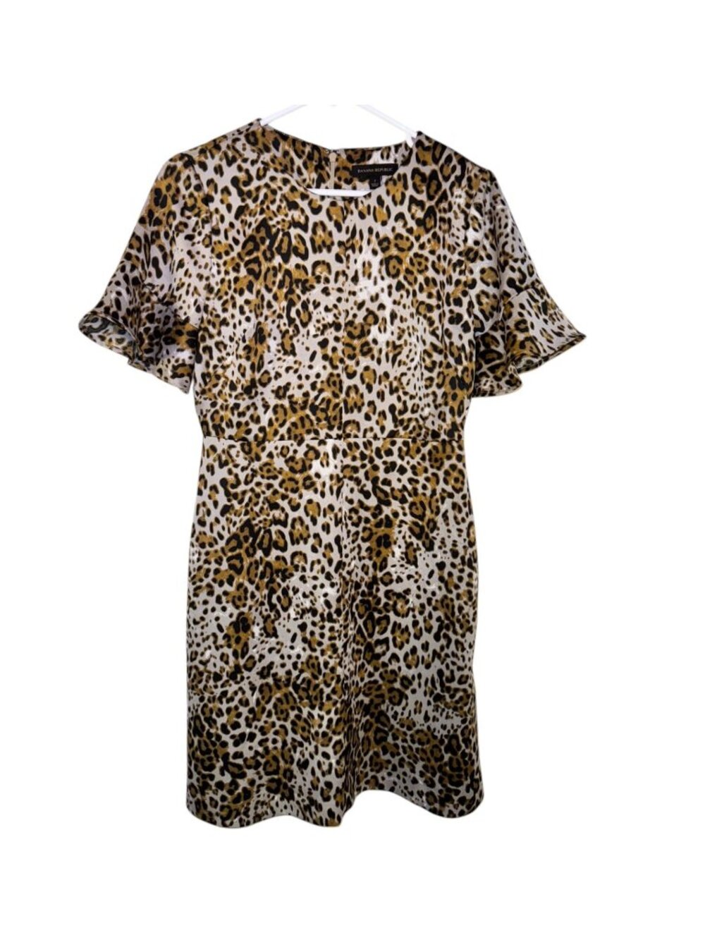 Banana Republic Womens Animal Print Dress Size 2 Leopard Pattern Short Sleeve - Picture 1 of 9